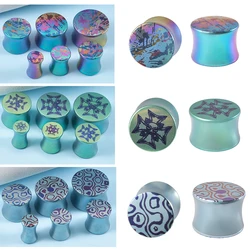 1PC Solid G23 Titanium Rainbow Green Blue Double Flare Ear Plugs Stretching Earring Gauges Expander Piercing  Jewelry 6mm-16mm