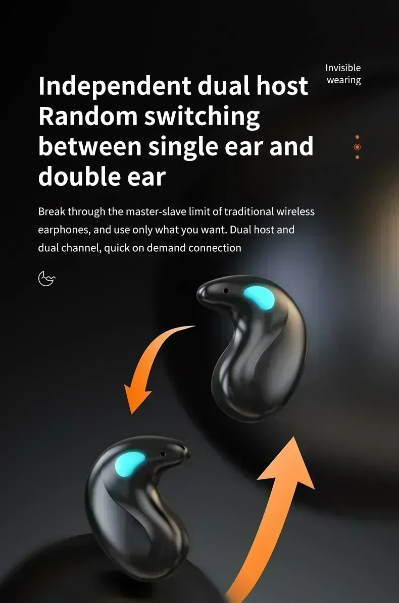 X55 Unsichtbare Kabellose Kopfhörer - TWS Bluetooth Unsichtbare In-Ear Geräuschunterdrückende Sport-Kopfhörer IPX5 Wasserbeständig – Detail 13