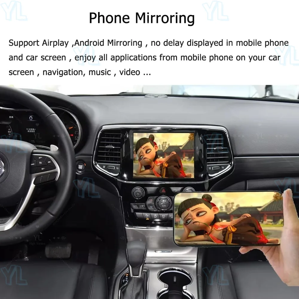 Y 8.4 "أندرويد 14 كابل شاشة راديو السيارة ل جيب جراند شيروكي 2014-2018 ستيريو نظام تحديد المواقع الوسائط المتعددة فيديو نظام تحديد المواقع والملاحة رئيس وحدة