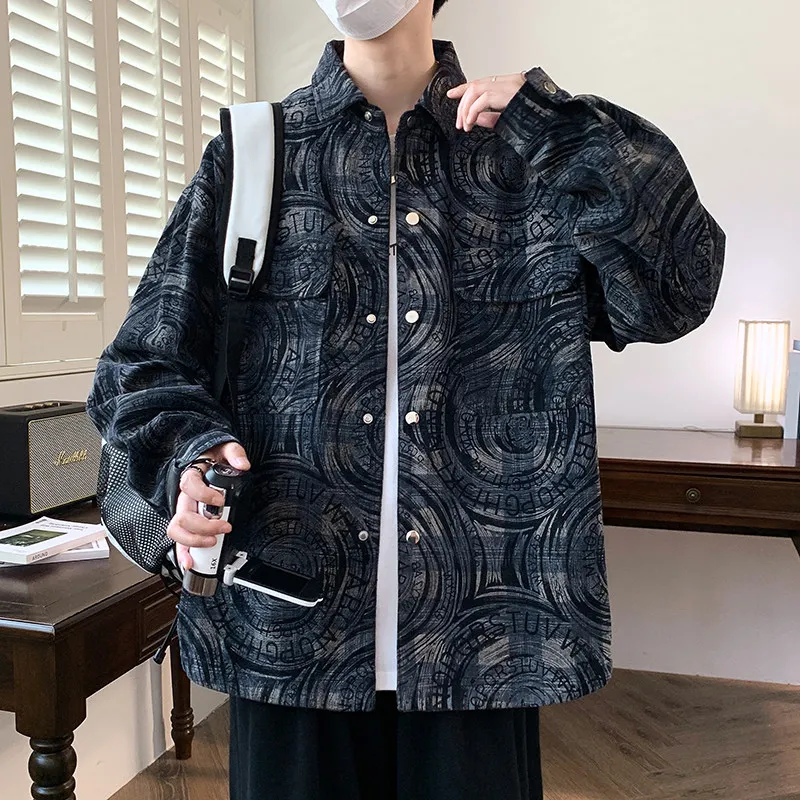 

Мужская джинсовая куртка свободного кроя в американском стиле, весна-осень, новый дизайн, молодежная, повседневная, винтажная, из хлопка, полиэстера и регенерированного волокна