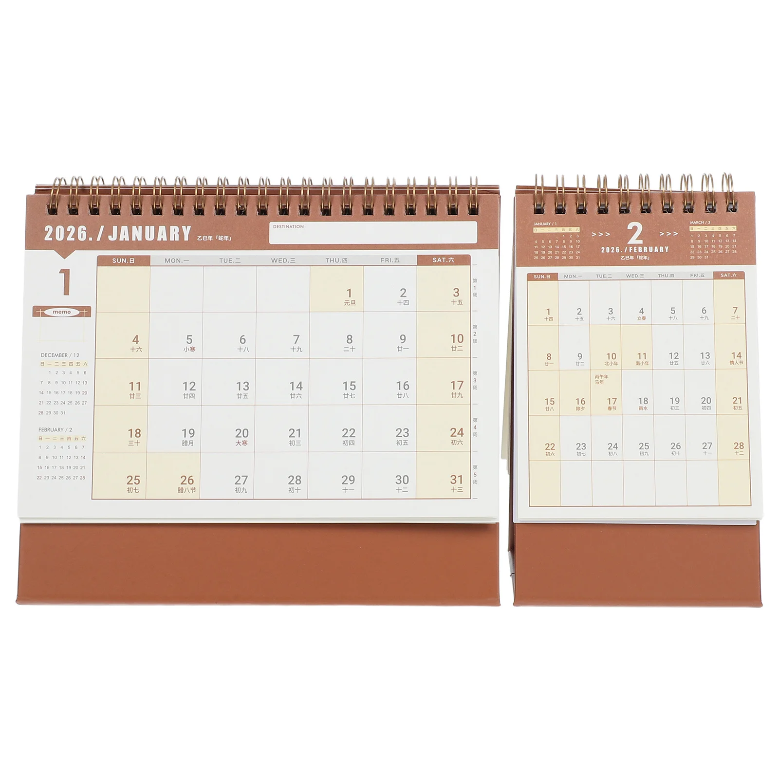 

2Pcs Desk Calendar 2026 Standing Flip Desktop Daily Schedule Planner Office Study Khaki 2026 Desktop Calendar Office Calendars