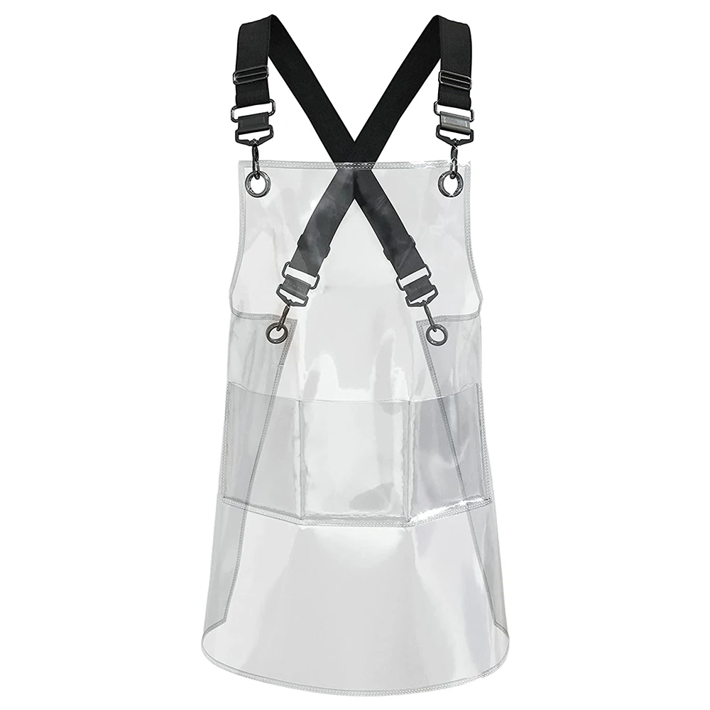 Fashionable Transparent TPU Apron Waterproof Kitchen Home Accessories Hair Salon Washable Anti Fouling Ribbon apron