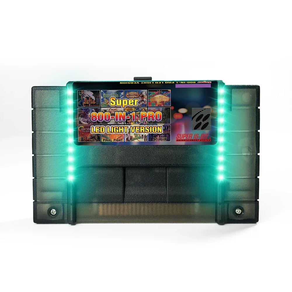 LED 800 in 1 Pro Light-versie Multi-Game-cartridge voor SNES/Super Famicom 16-Bit Retro Game Collection