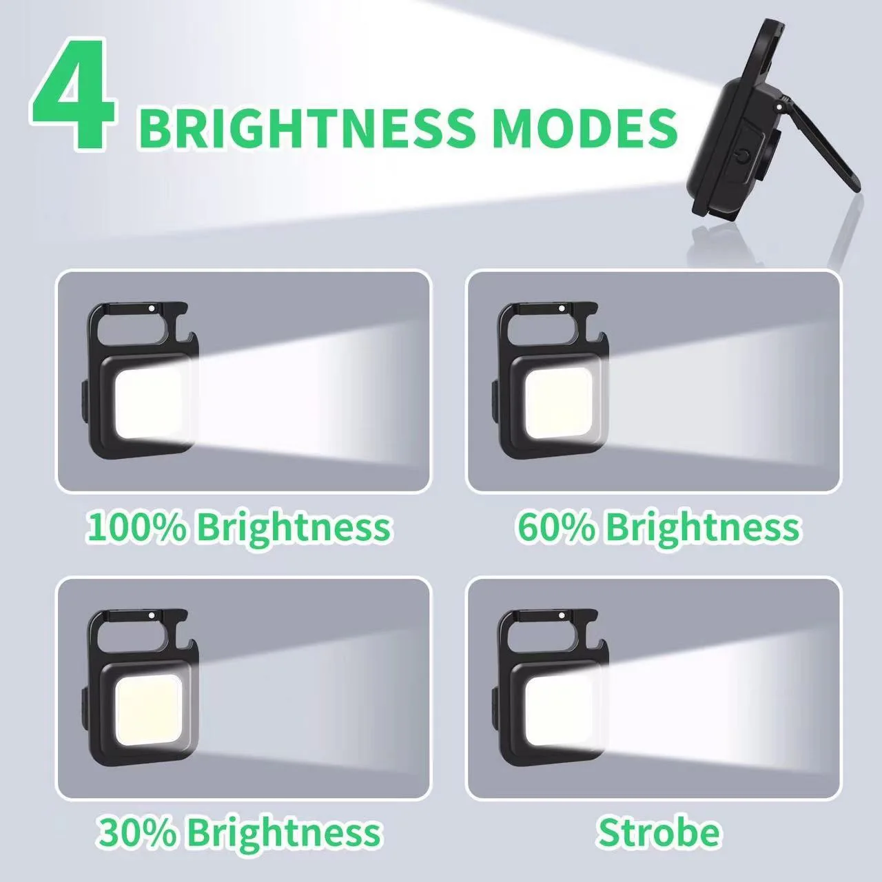 Mini Magnetic COB Keychain Light 1-10pcs Bright USB Rechargeable Flashlight 3 Light Modes Portable Folding Bracket Work Lamp