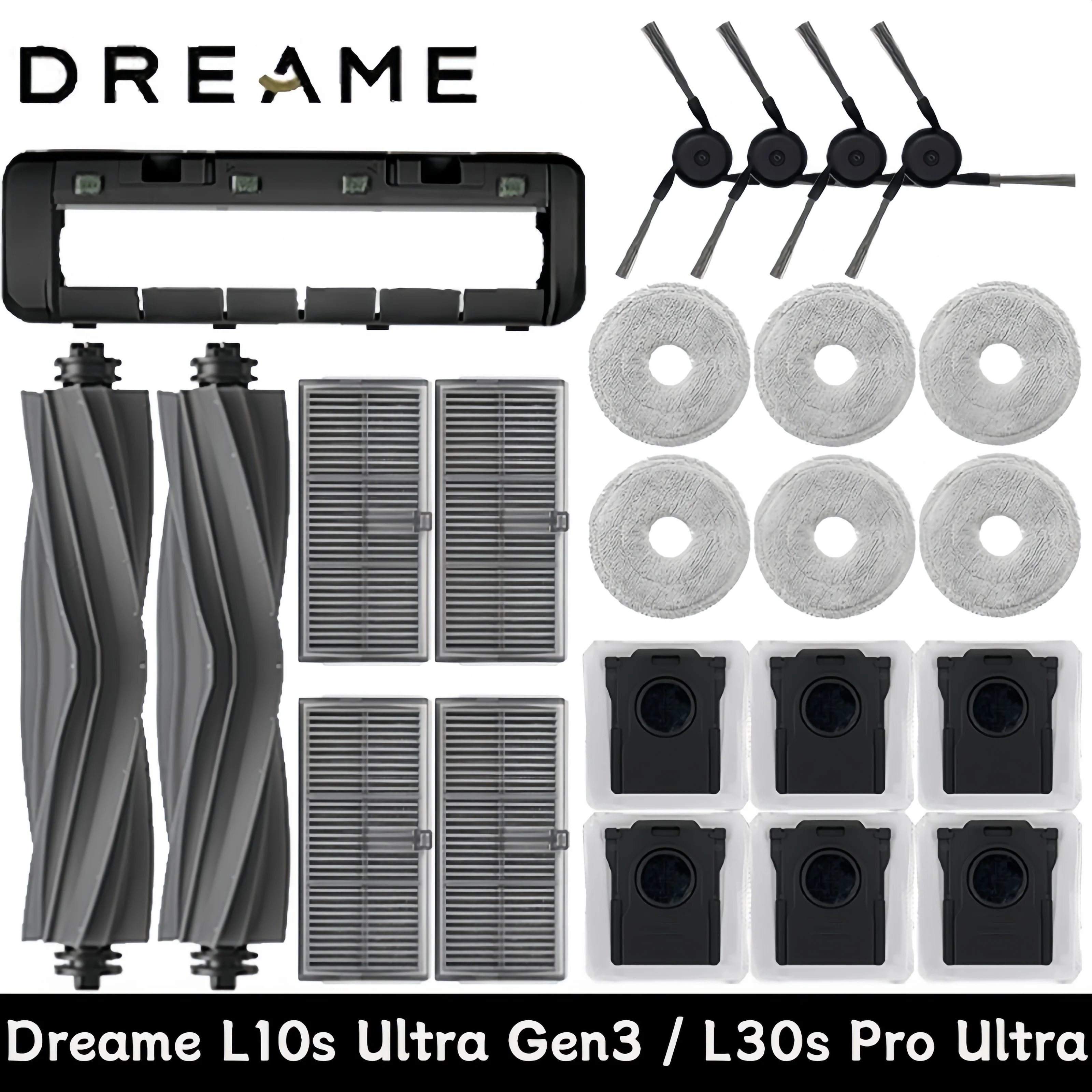 Dreame L10s Ultra Gen3 / L30s Pro Ultra Robot Vacuum Cleaner Accessories Main Side Brush Mop Cloth Hepa Filter Dust Bag Spare