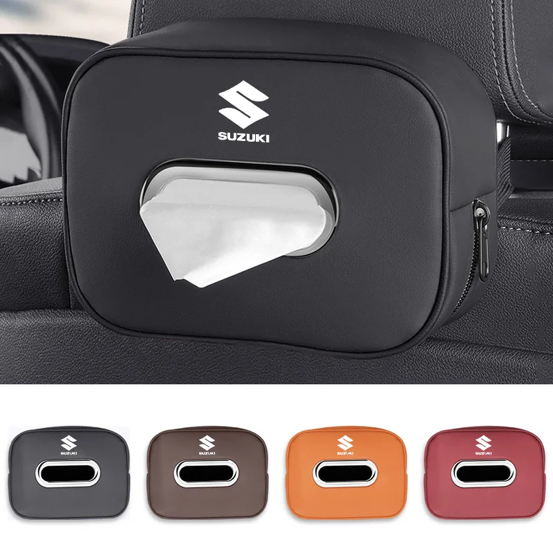 1pcs Car Tissue Organizer Bag Paper Towel Storage Box Accessories For Suzuki Jimny Swift Samurai Vitara Kizashi SX4 Scross