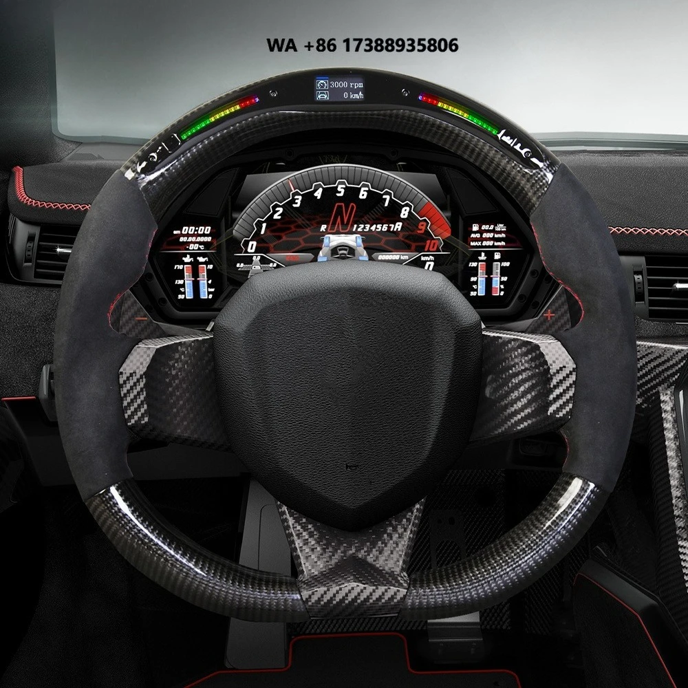 Car 32 Lights LED Carbon Fiber Steering Wheel for Aventador Huracan Carbon Fiber Steering Wheel OHC Motors