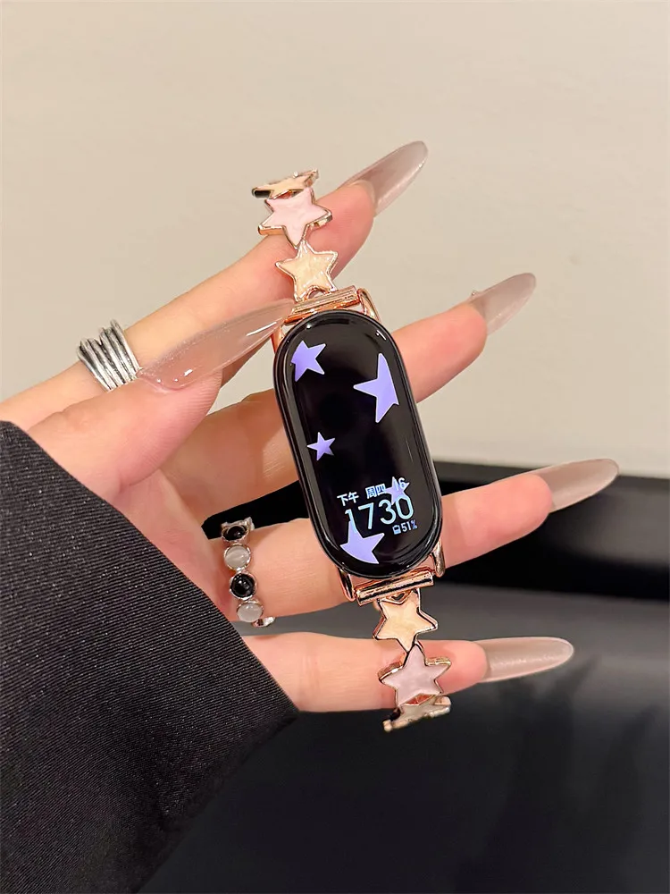 

Star metal strap suitable Xiaomi Band 8Pro/9Pro，For Mi band 3/4/5/6/7，8/8NFC/9/9NFC/10/10NFC，For Redmi Watch5/4