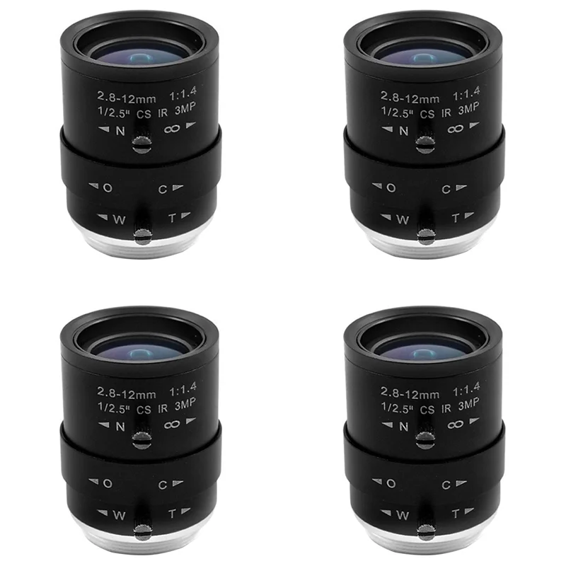 4x 3mp hd cctv lente da câmera 2.8-12mm varifocal manual zoom foco cs montagem para câmeras de segurança industriais-abju
