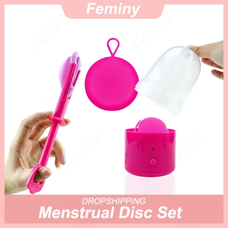 

Сертифицированный 100% медицинский силиконовый менструальный диск, дискотека, женский менструальный диск с аппликатором и паровым стерилизатором, набор дисков для периода