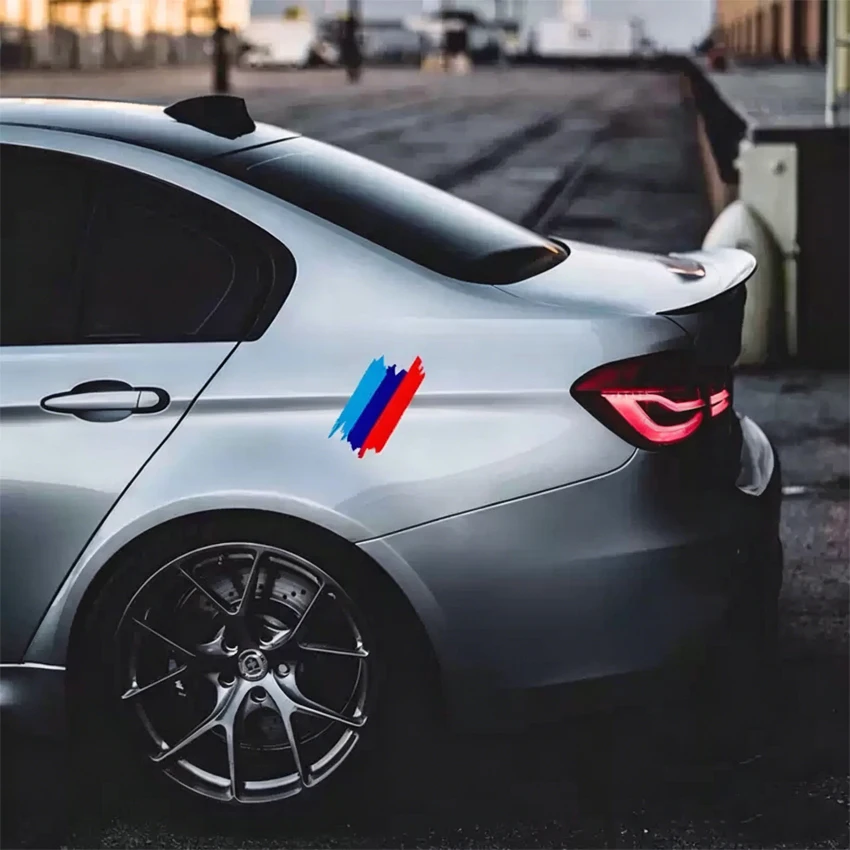 Tri Color Racing Stripes Vinyl Car Sticker, Waterproof Scratch Decal for , Body Window Exterior Decor Accessories