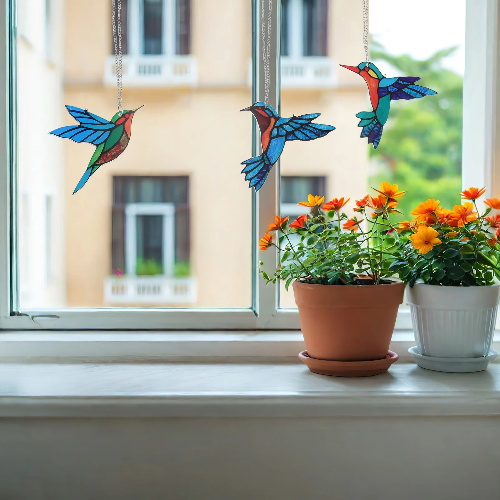

3Pcs Acrylic Hummingbird Window Hanging Sun Catchers Colorful Bird Decoration Indoor Outdoor Ornament Christmas Spring Bird