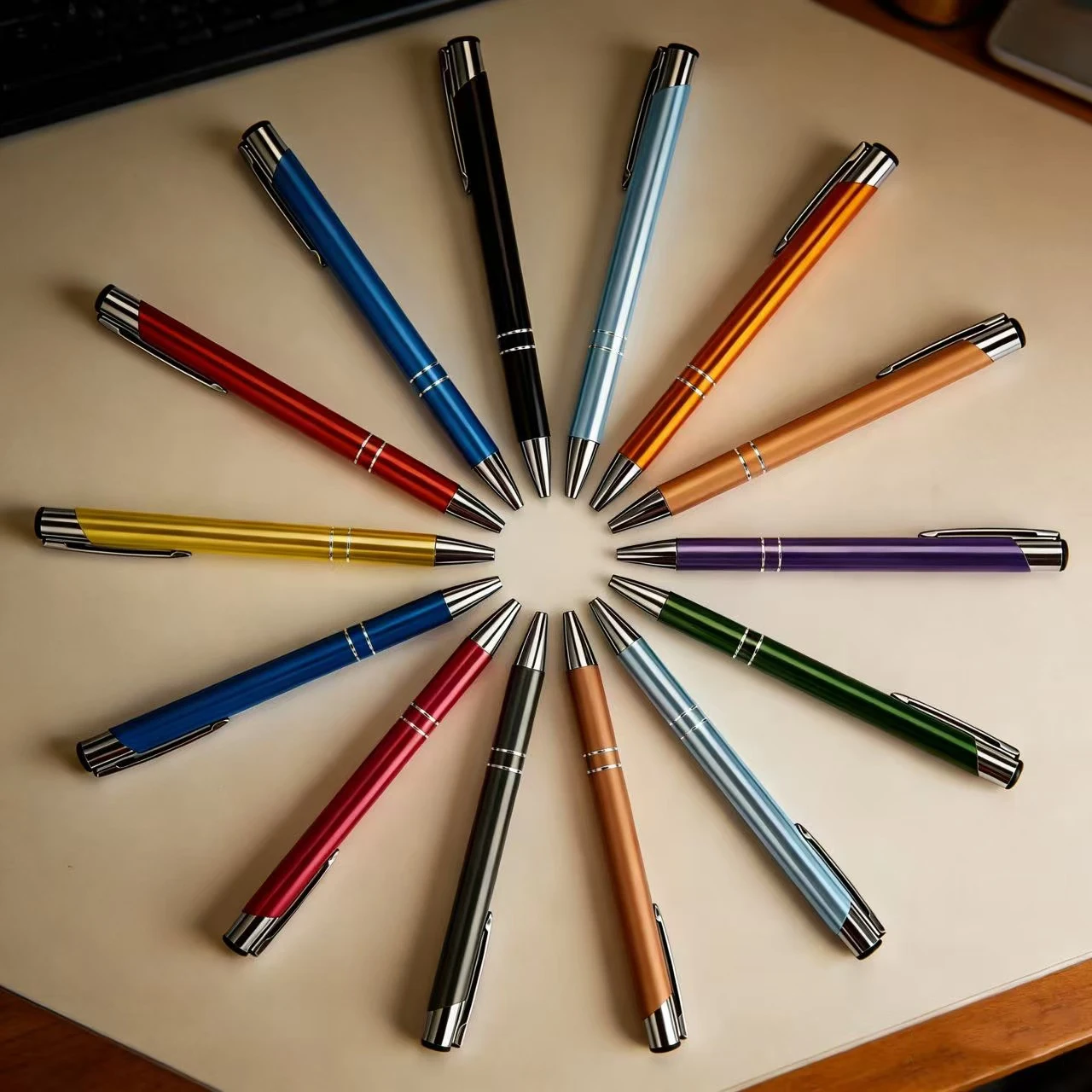 

25PCS Wholesale Multicolor High Quality Push Pen Cute Metal Ballpoint Pen School Office Supplies Brithday Gift Ballpoint Pen