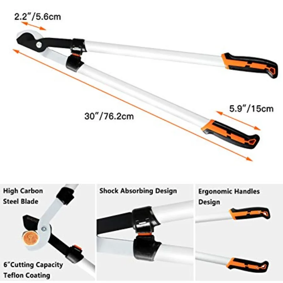 4 IN 1 Garden Shears Pruning Set with Bypass Pruning Shears Compound Lopper and Hedge Shears and Folding Saw with Carbon Steel