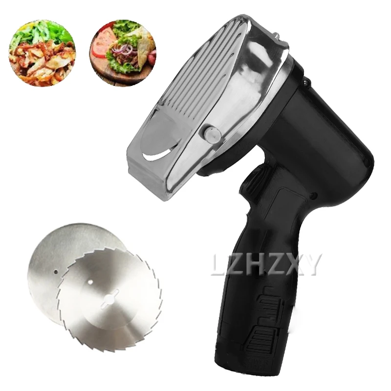 Electric Kebab Slicer Doner Knife Turkey Cutter Handheld Roast Meat Cutting Machine Gyro Knife 16.8V 80W Two Blades