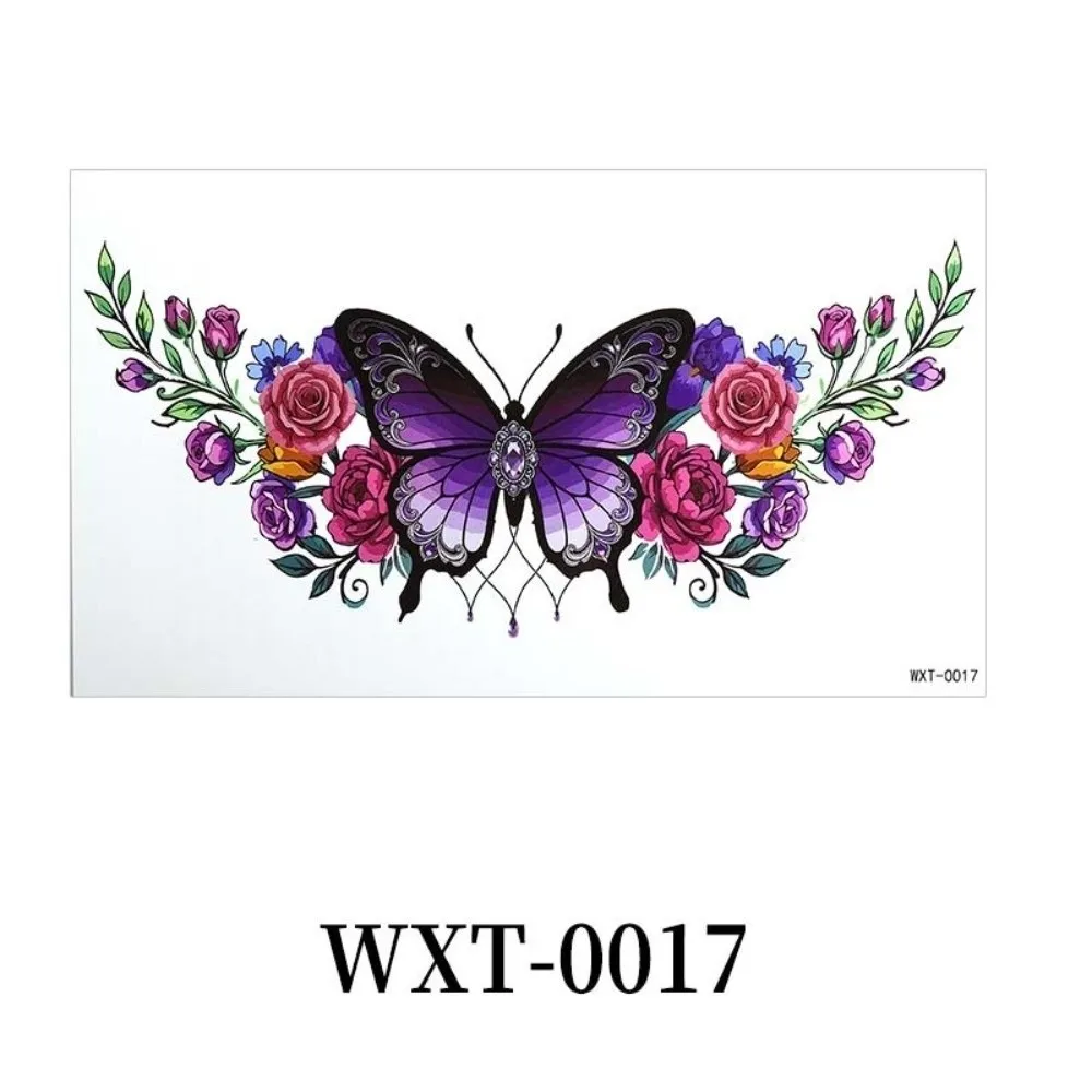 Crown Cross Wing Butterfly Flower Tattoo Stickers 3D Texture Long Lasting Floral Body Art Sticker Easy Clean Removable