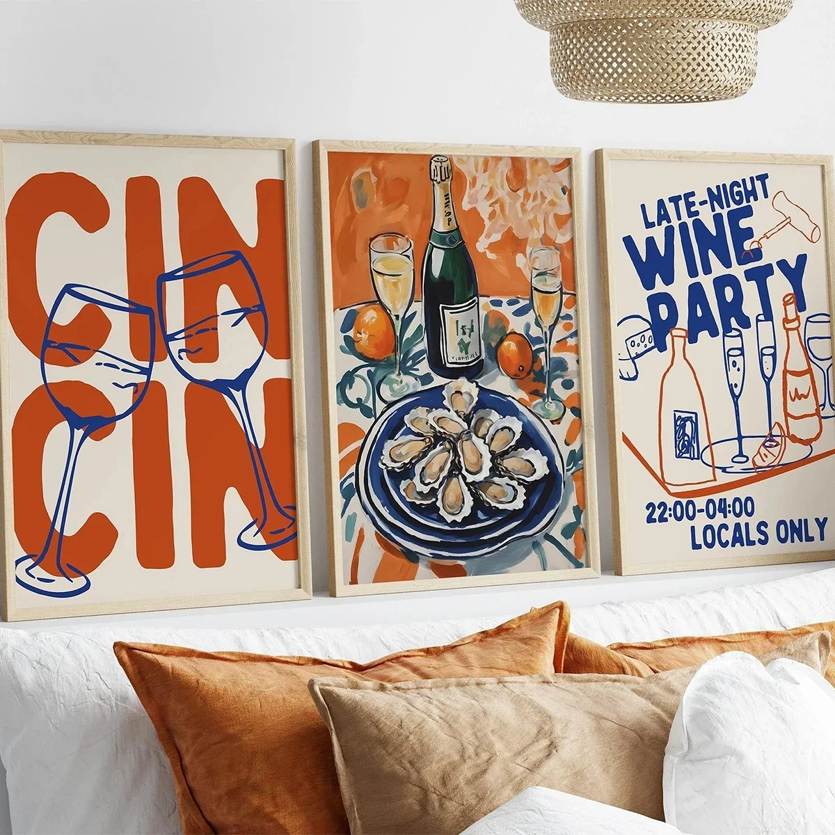 1/3pcs Vintage Wine Food CIN CIN Cheers Canvas Print Poster Modern Maximalist Art Print Bar Kitchen Home Decor Art Poster Gifts