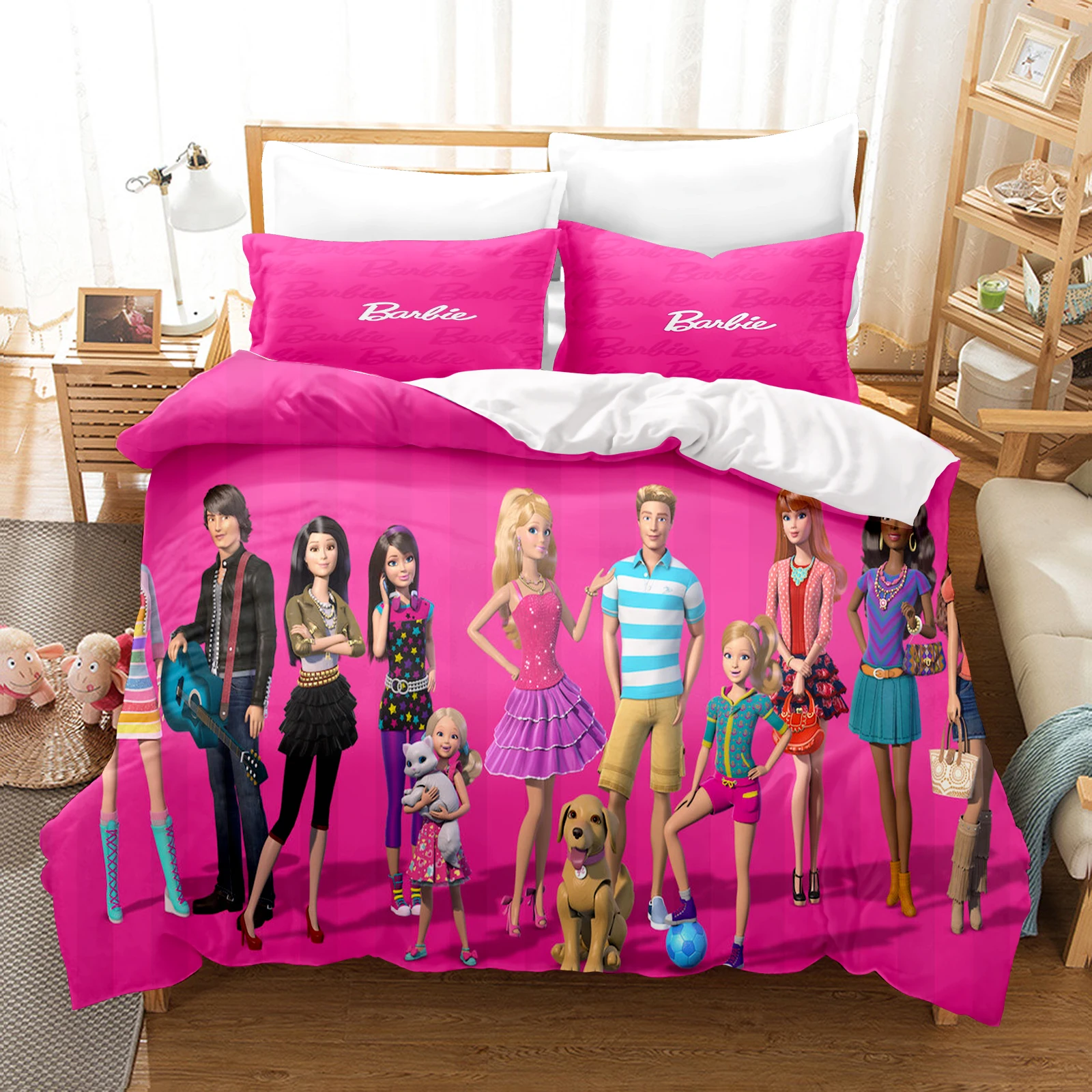 

Barbie Duvet Cover Set Suitable For Children And Adults Bedding Comforter Sets 3-Piece Set 1 Quilt Cover Home