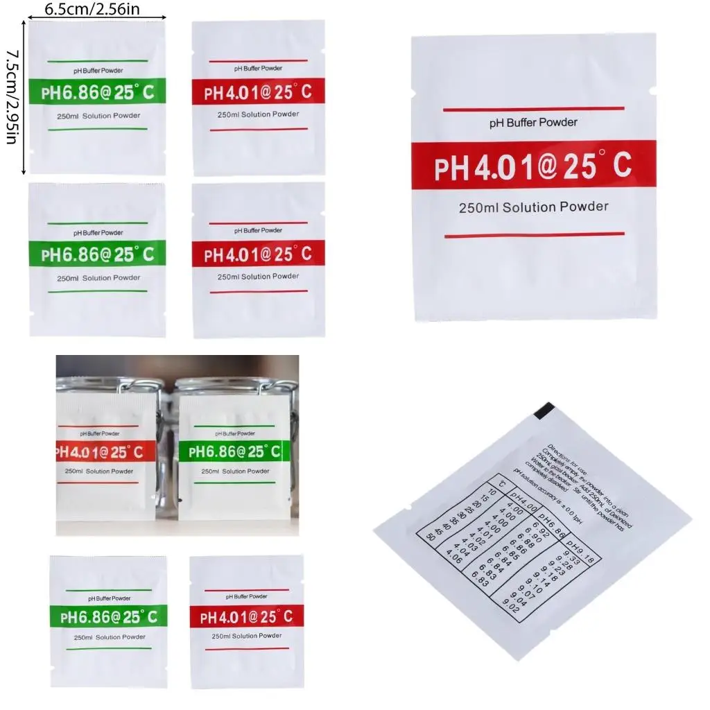 

4 Pcs Meter Buffer Solution Powder Portable 6.86,4.01 for Testing Balance of Drinking Water Save for Time Reliable high quality