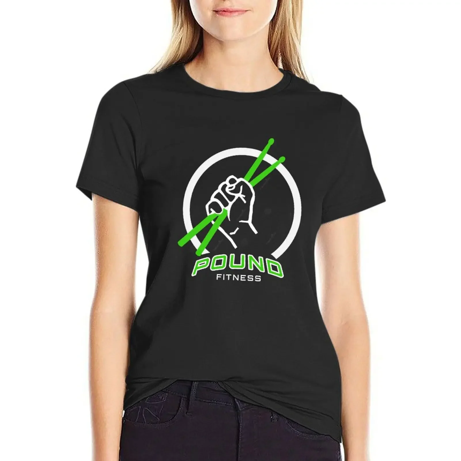 

Pound Fitness Graphic Design with Drummer Gripping Drumsticks T-Shirt shirts graphic tees funnys clothes for woman