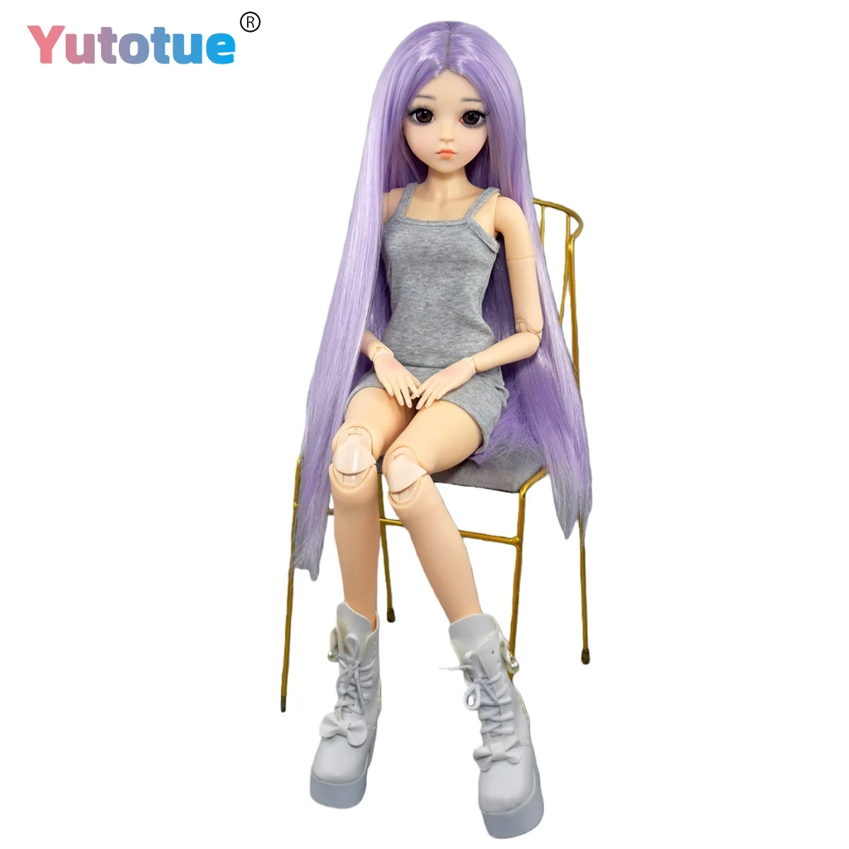 

YUTOTUE 60cm Height Girl Doll 18 Joints Body with Dress Shoes Straight Wigs Full Set BJD Doll Toy