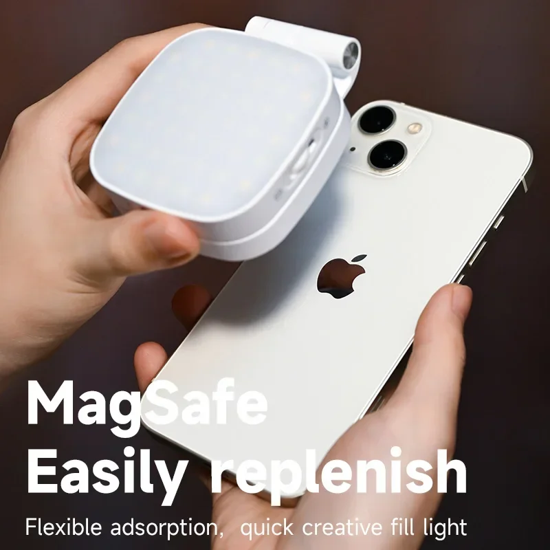 Magnetic Beauty Phone Fill Light | Built-in Makeup Mirror, Foldable Portable Mini | For Selfie/Photo, Universal For All Phones