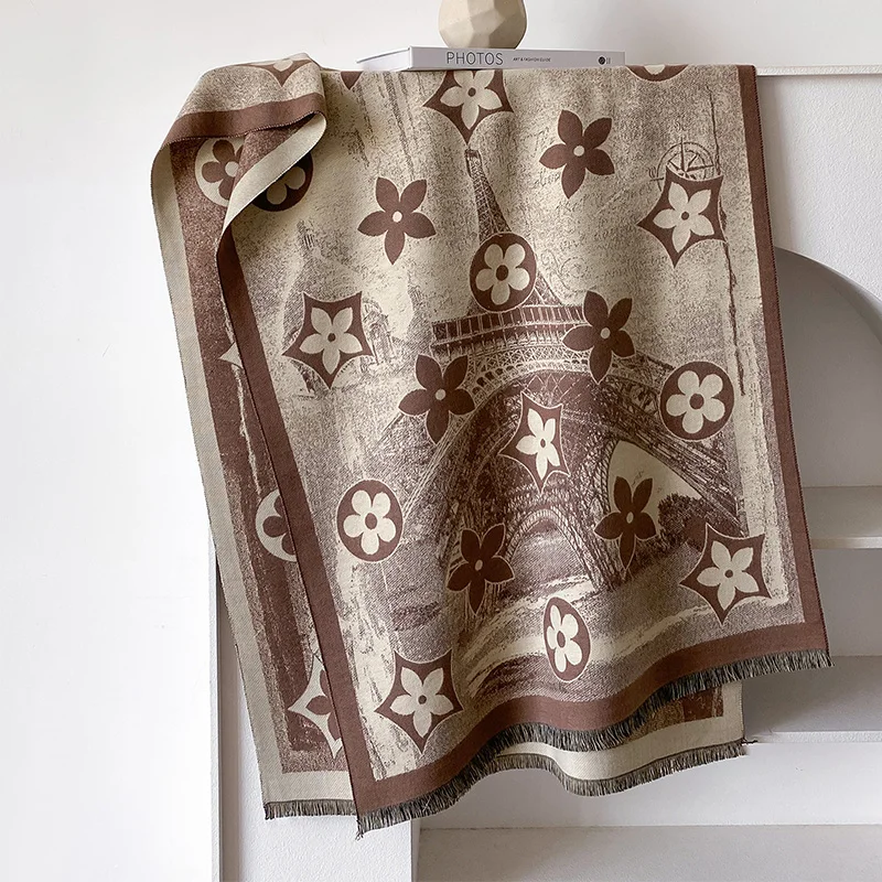 Sciarpa di cashmere Moda donna Scialle di Pashmina Avvolgere l'inverno 2024 Design Sciarpe calde per la testa Femal Poncho Fazzoletto da collo Echarpe Bandana