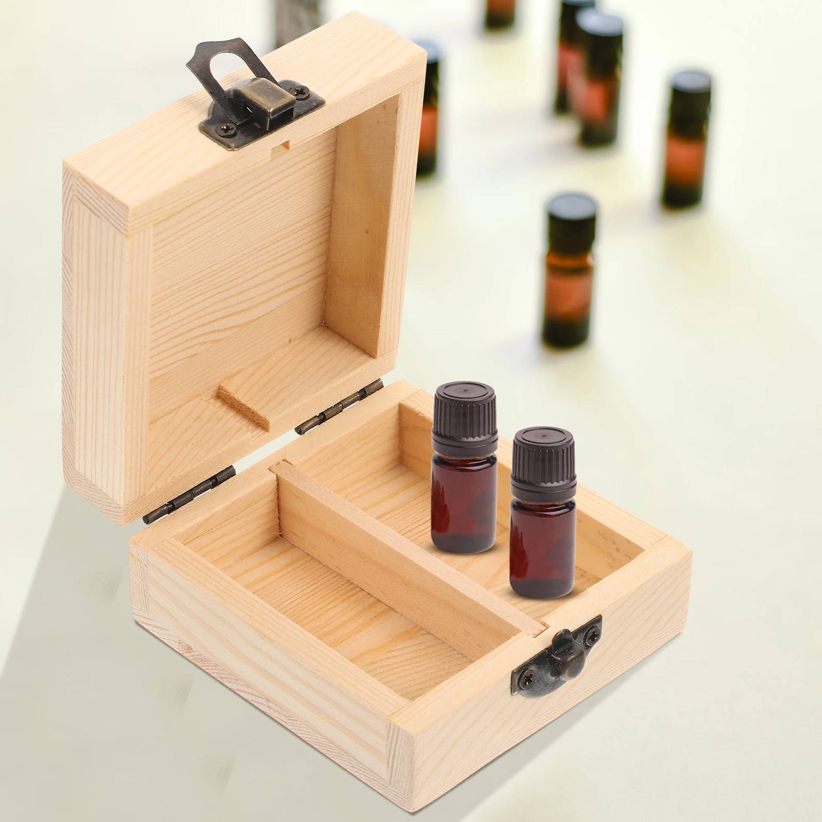 

Wooden Essential Wooden Essential Oil Box Storage Box 12 Grids Organizer Case Bottles Durable Travel Container Holder