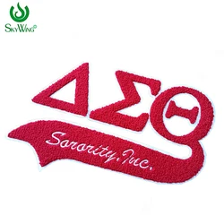 Red & White Chenille Sorority Delta Sigma Theta With Tail Greek Letter Soror DST Iron on Patch for Hoodies