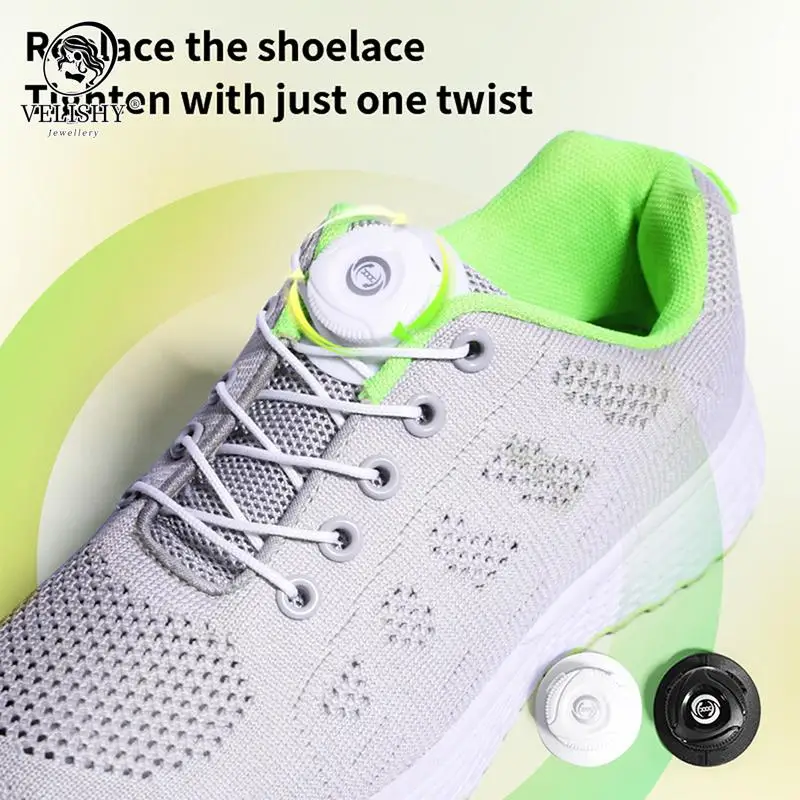 1Pair Turn Buckle-free Automatic Rotation Sports Shoelaces Elastic Laceless Shoelaces Elastic Lock Buckle Creative Lazy Shoelace