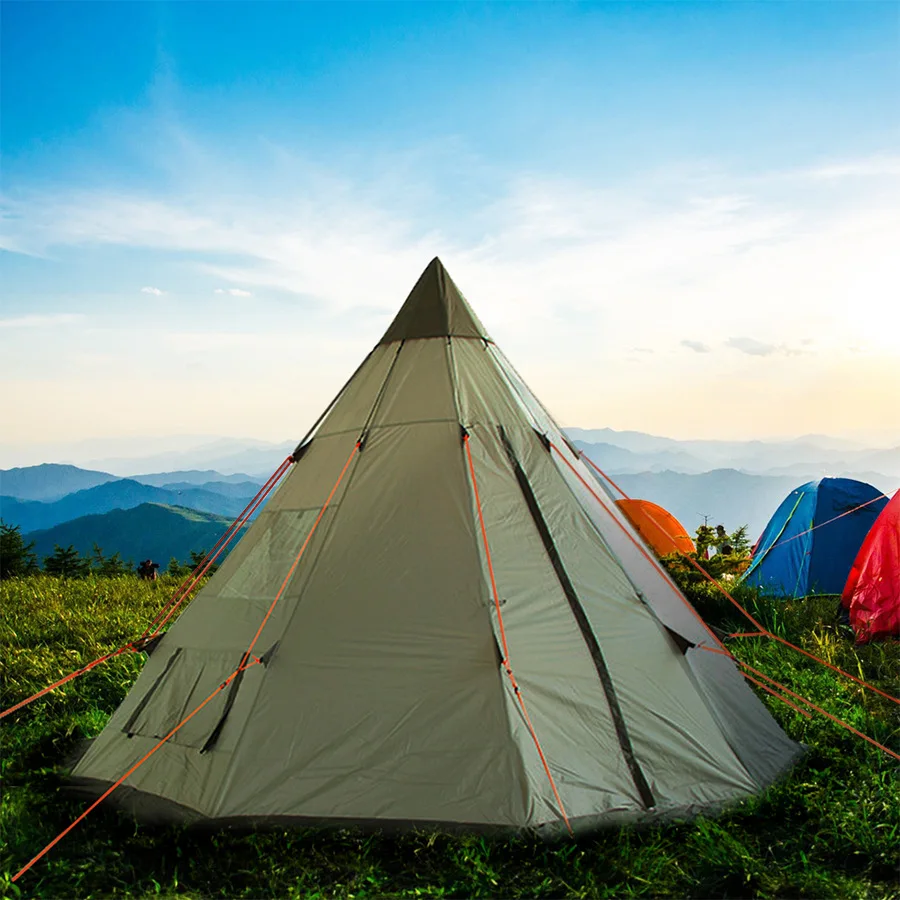 Outdoor camping Indian pyramid tent portable double camping rainproof beach picnic tent