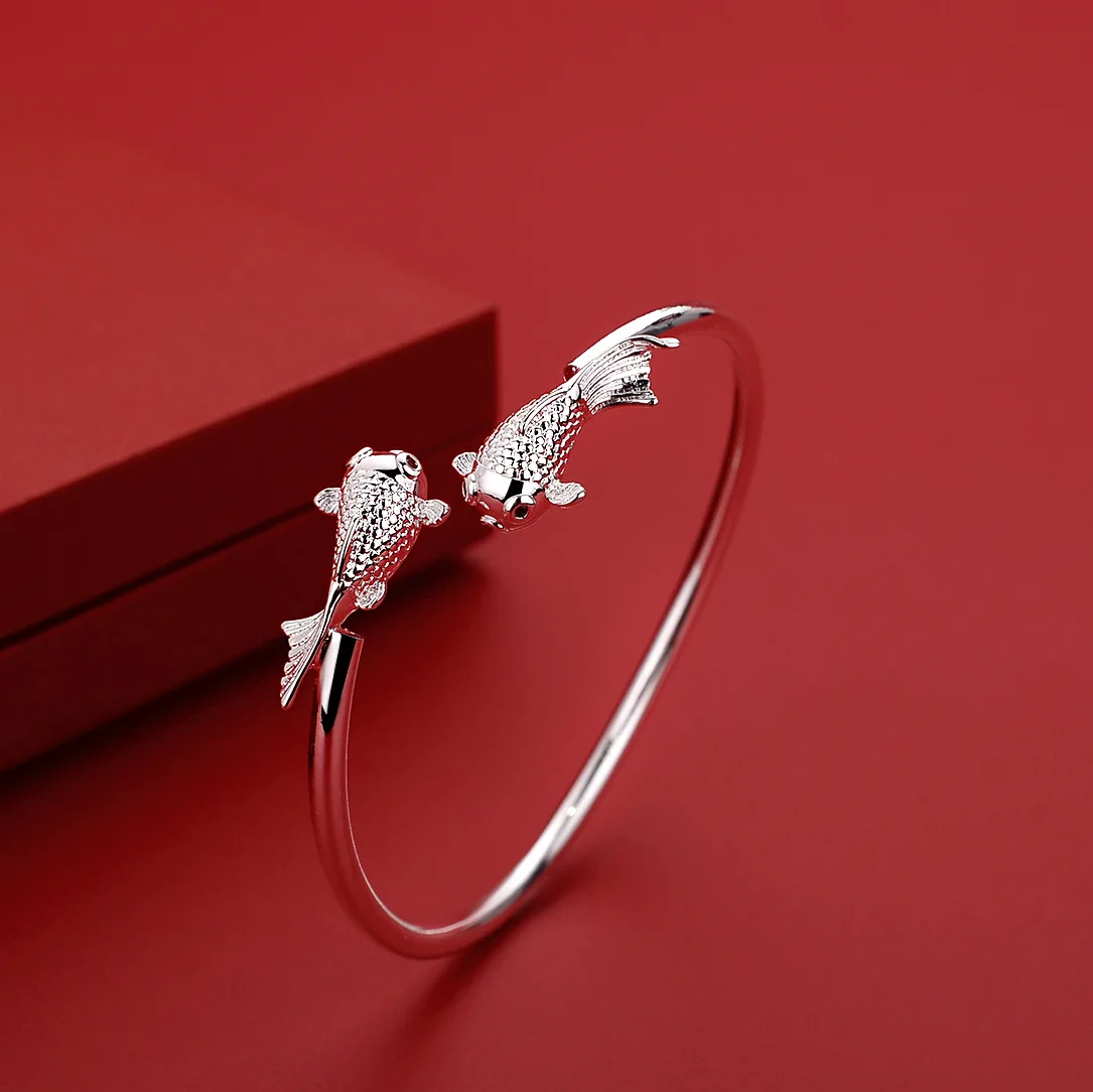 High quality 925 Sterling Silver Original goldfish bracelets Bangles for women fashion Luxury party wedding jewelry fine gift