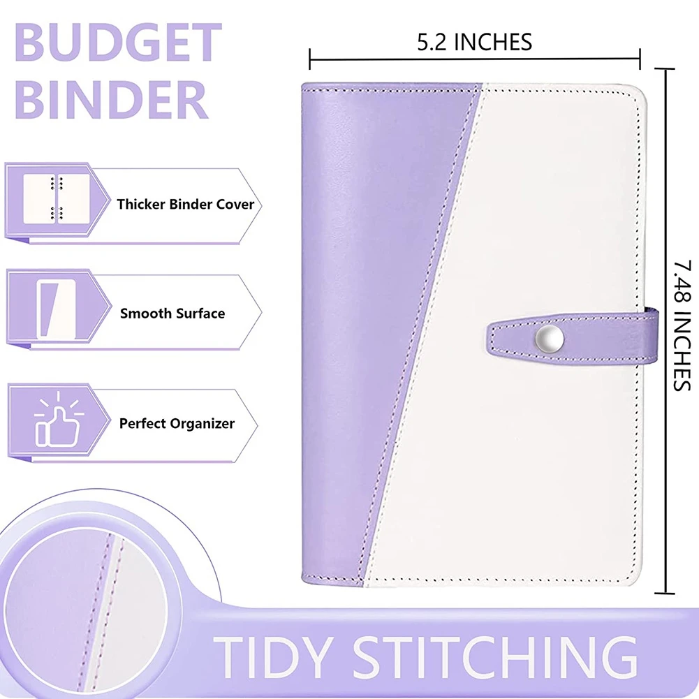 Папка для бумаг, 29 шт., органайзер для экономии денег, конверты для денег, бумажная папка из полиуретана A6 с конвертами на молнии, фиолетовая