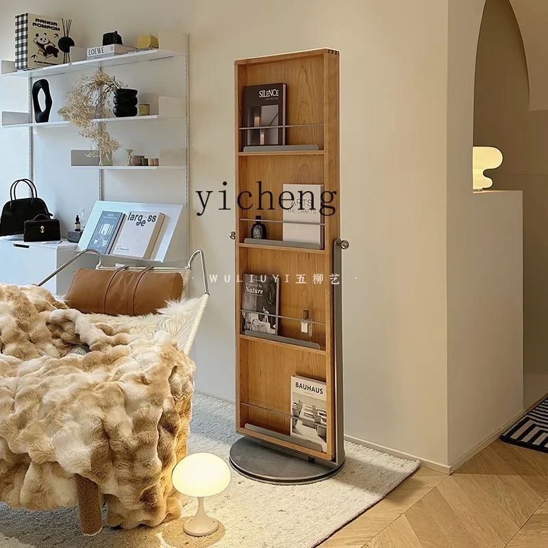 

FY Home Dressing Mobile Dressing Mirror Rotating Magazine Storage Rack Full-length Mirror Multi-functional