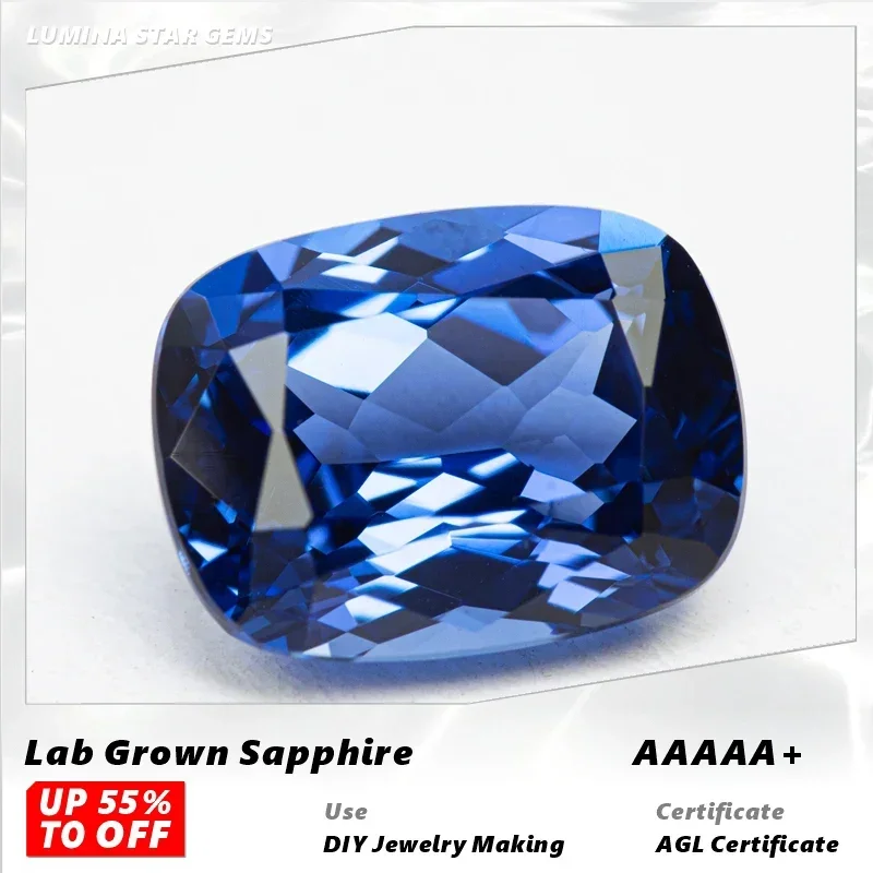 

L-Top выращенный в лаборатории сапфир свет королевский синий прямоугольная форма подушки VVS1 подвески DIY для изготовления драгоценностей на выбор сертификат AGL