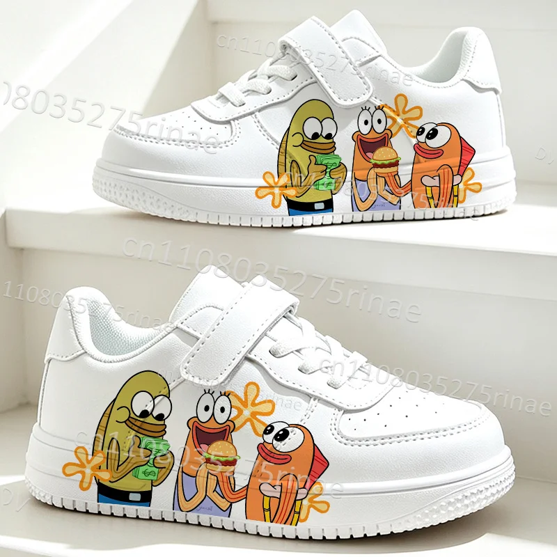 Unique S-SpongeBobs Cartoon Pattern Printed Boys Girls Simple Comfortable Parity Fashion Trend Running Shoes Gift for Him