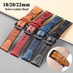 18mm 20mm 22mm Retro Leather Watch Band Universal Quick Release Bracelet Stitching Cowhide Replacement Men Sport Wrist Band