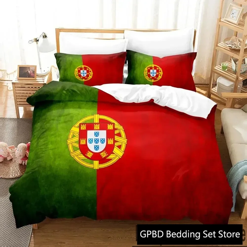 

3D Print Portugal Flag Bedding Set Boys Girls Twin Queen King Size Duvet Cover Pillowcase Bed boys Adult Home Textileextile