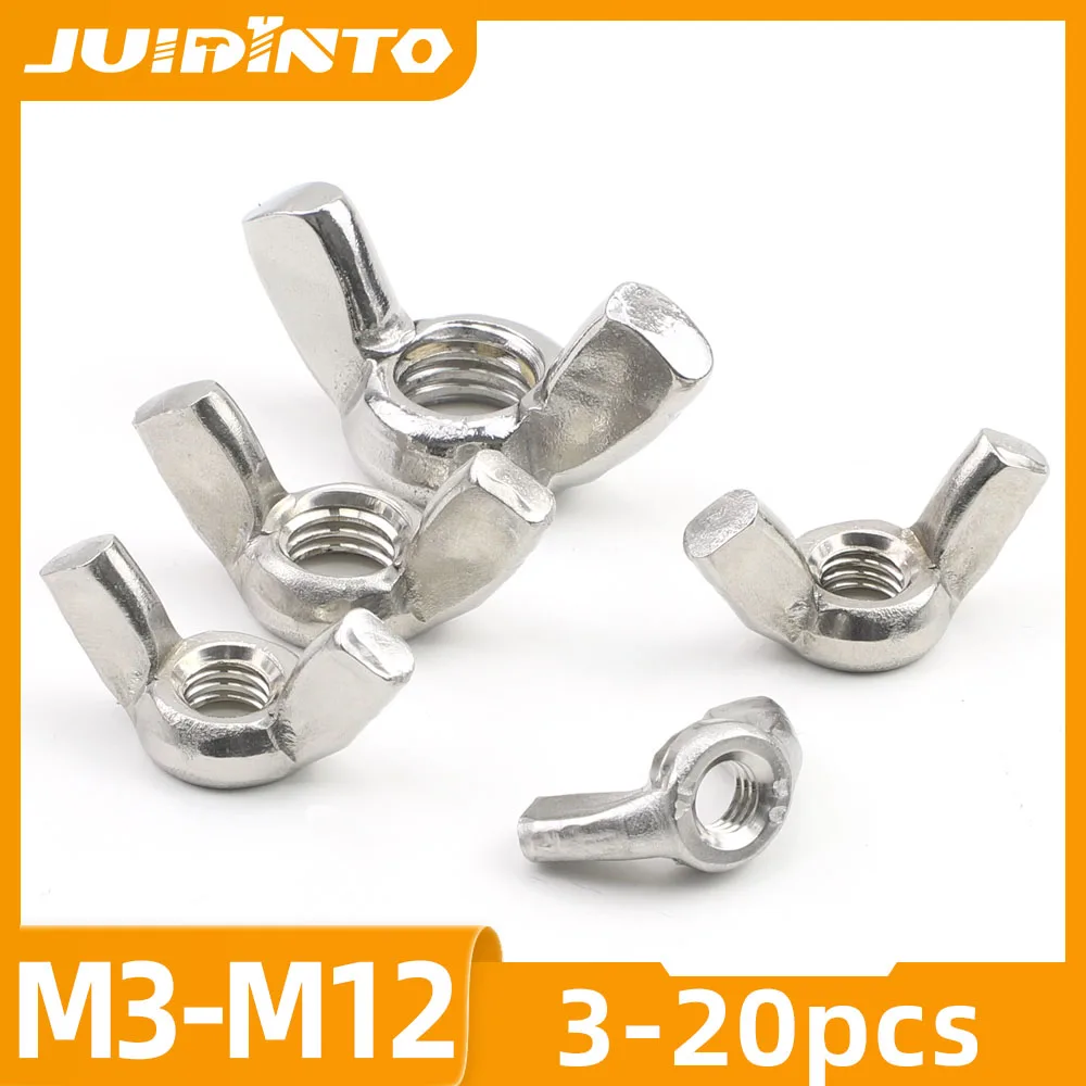 3-10 Stück Schmetterlingsmuttern M3 M4 M5 M6 M8 M10 M12 aus Edelstahl, schwarz beschichtet, für Möbel und Maschinen