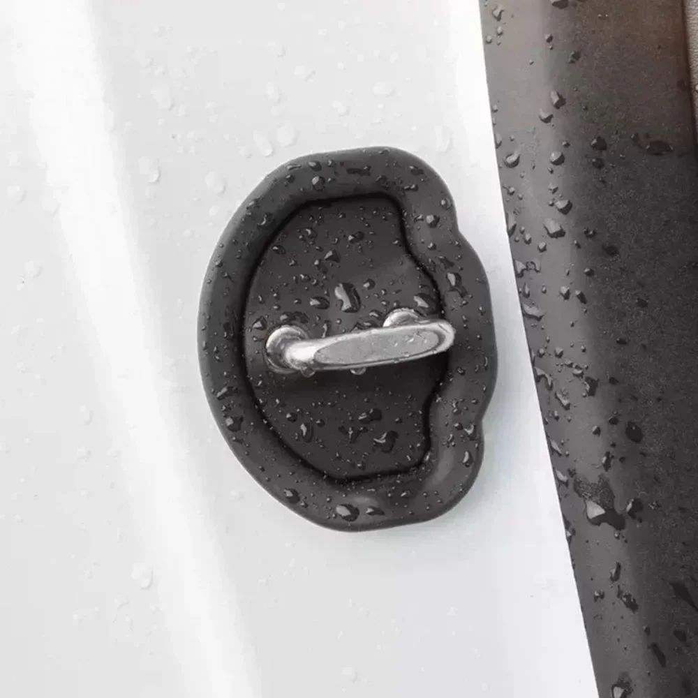 4pcs Car Door Shock Absorber For Tesla Model 3 Y Flexible Car Door Lock Protector Silicone Latches Cover Shock Absorption Pad
