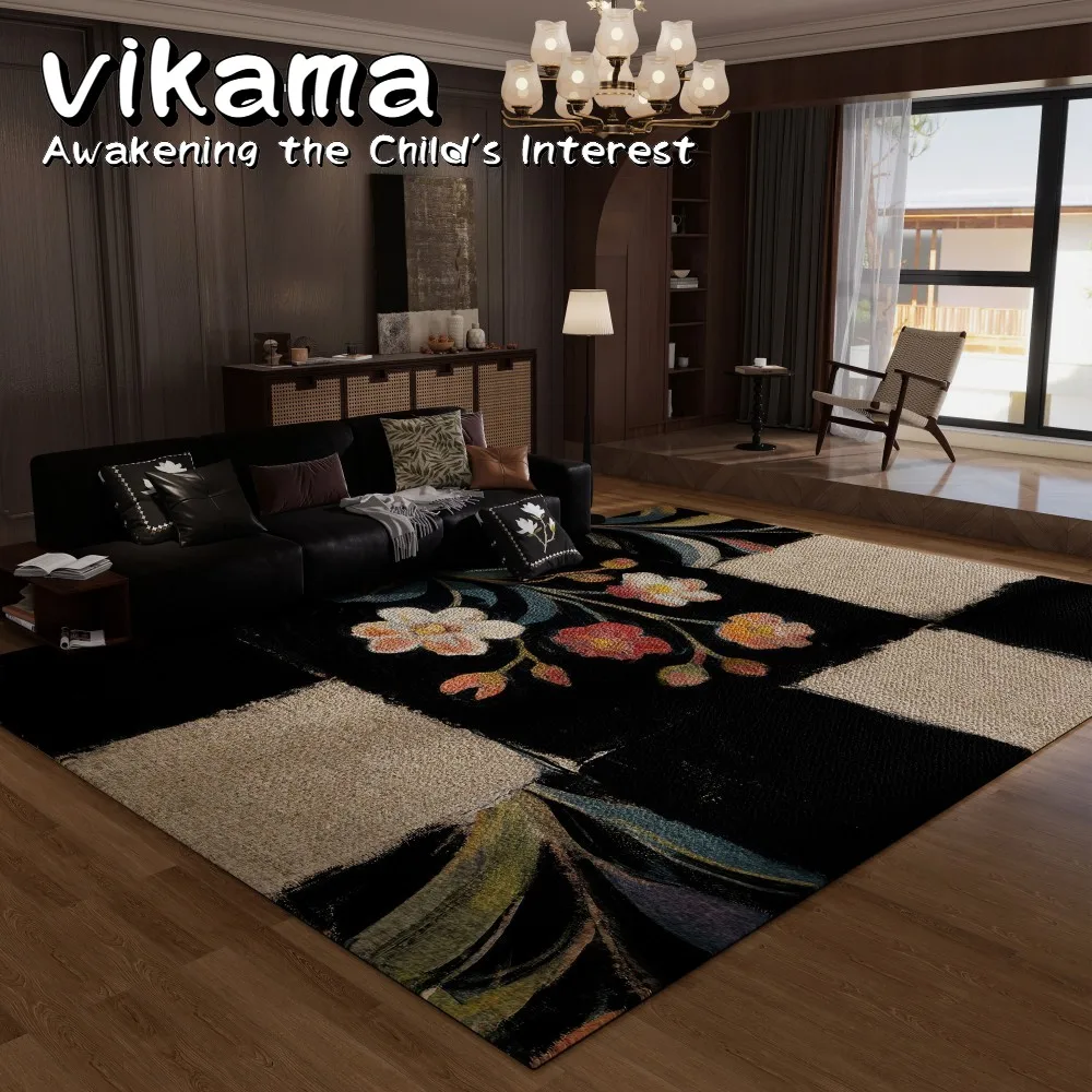 

VIKAMA French Vintage Rug Living Room Rug Non-Slip Bedroom Rug Home Decor Sofa & Coffee Table Pad Washable Luxury Rug