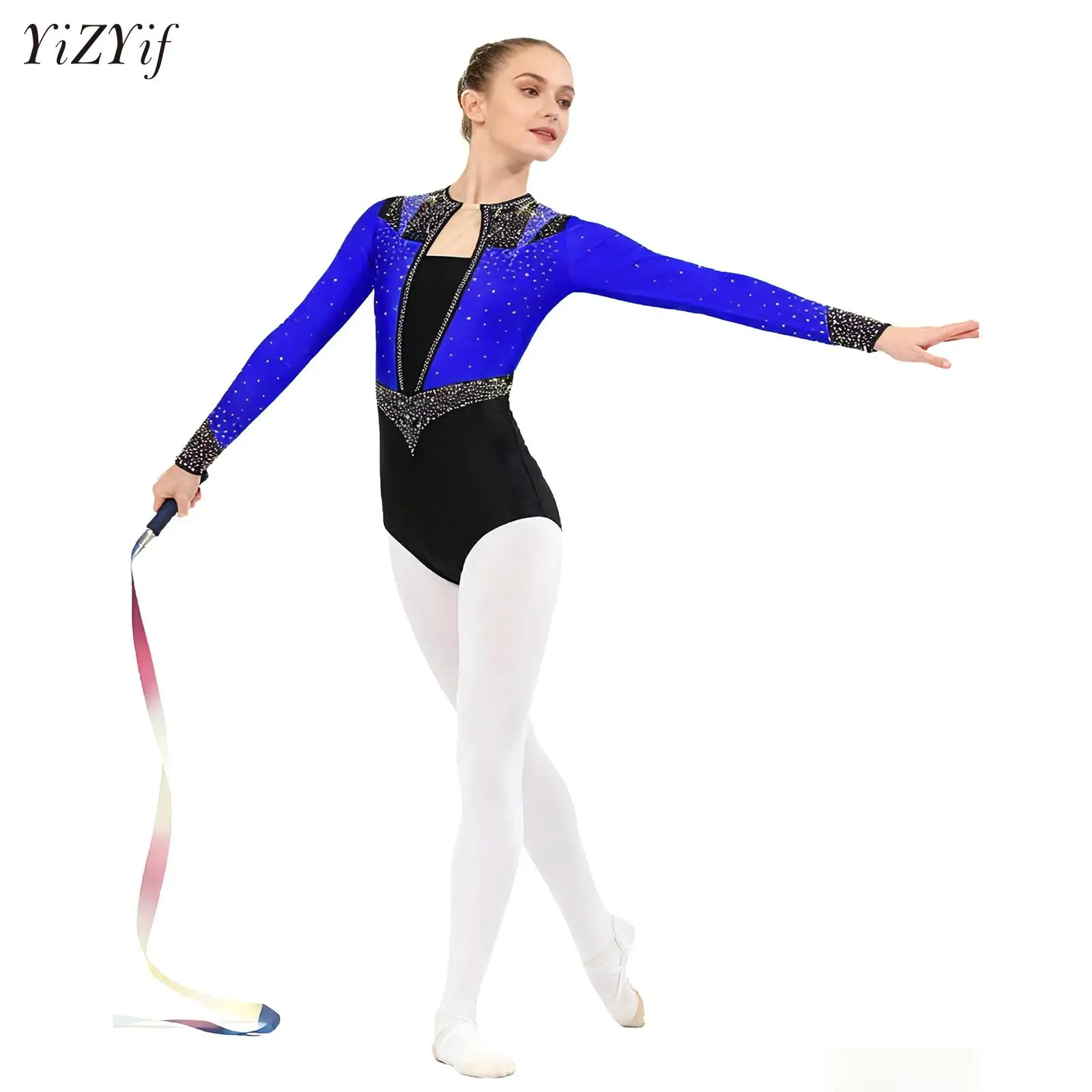 

Womens Ballet Gymnastics Jersey Dance Leotard Figure Skating Bodysuit Figure Skating Dance Leotards Adults Long Sleeve Jumpsuit