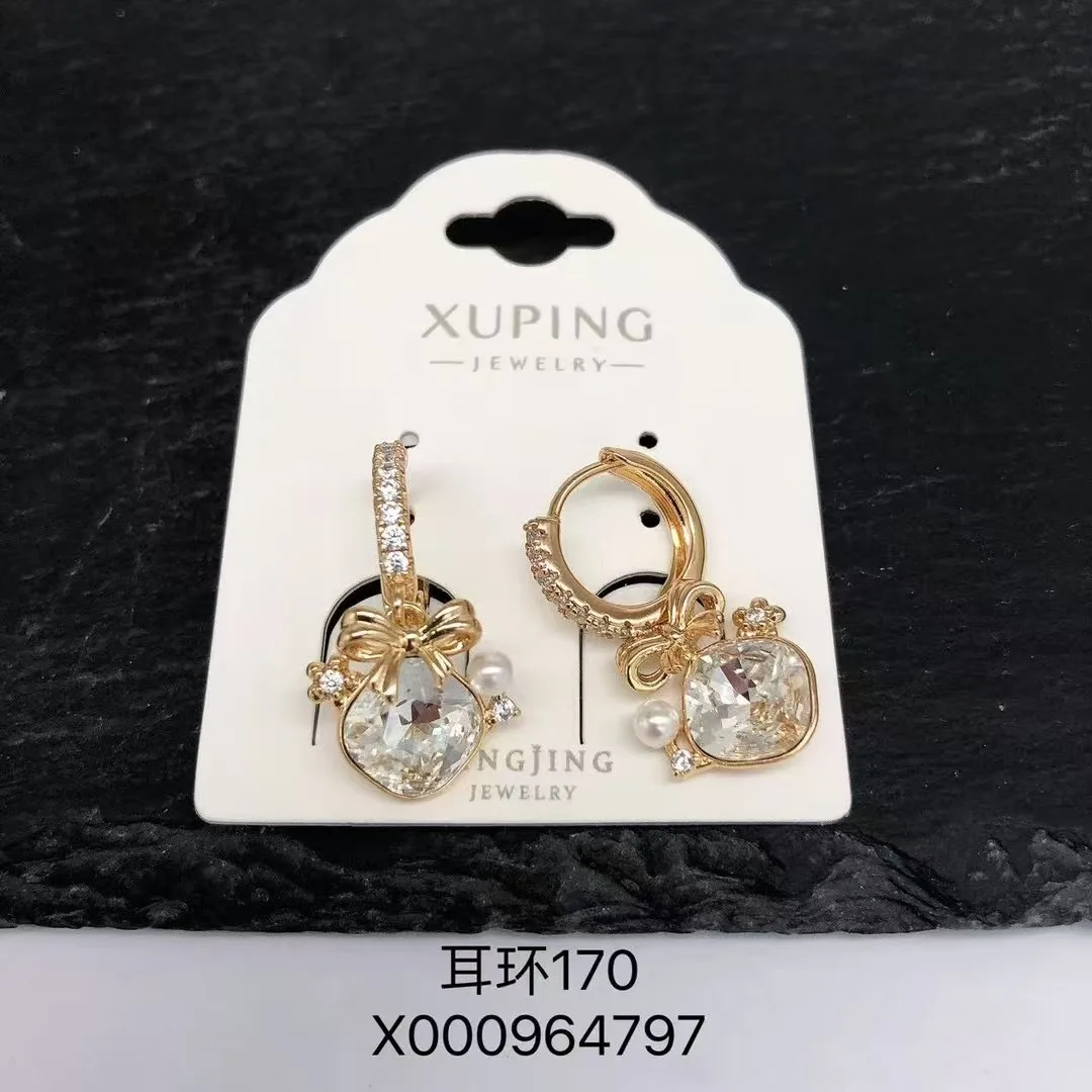 Xuping Jewelry Orecchini di cristallo a cerchio color oro di nuova moda di arrivo per il regalo del partito della ragazza delle donne