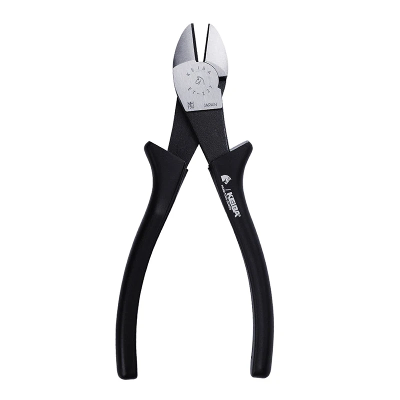 KEIBA Japan imported steel wire cutters Diagonal wire cutters 8-inch black handle rubber pliers cable cutters ET-227