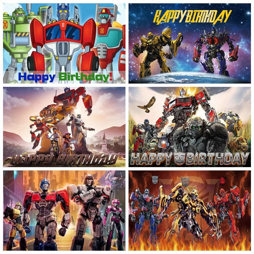 

Transformers Backdrop Boy Birthday Party Optimus Prime Bumblebee Megatron Background Room Decoration Banner Photography Custom