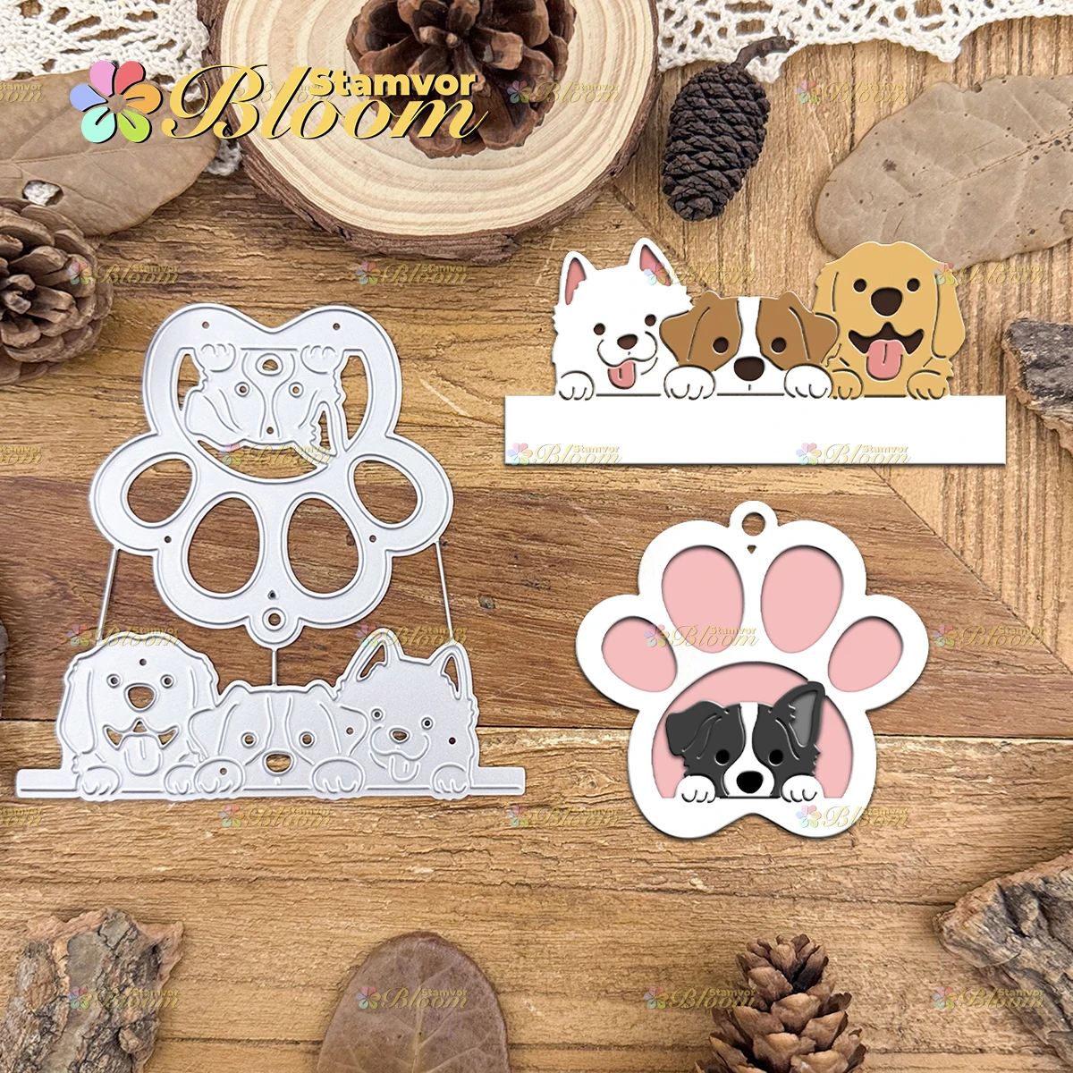 Original Lovely Dogs Paw Tag Halbgeschnittene Metall-Stanzformen für Scrapbooking, dekorative Prägung