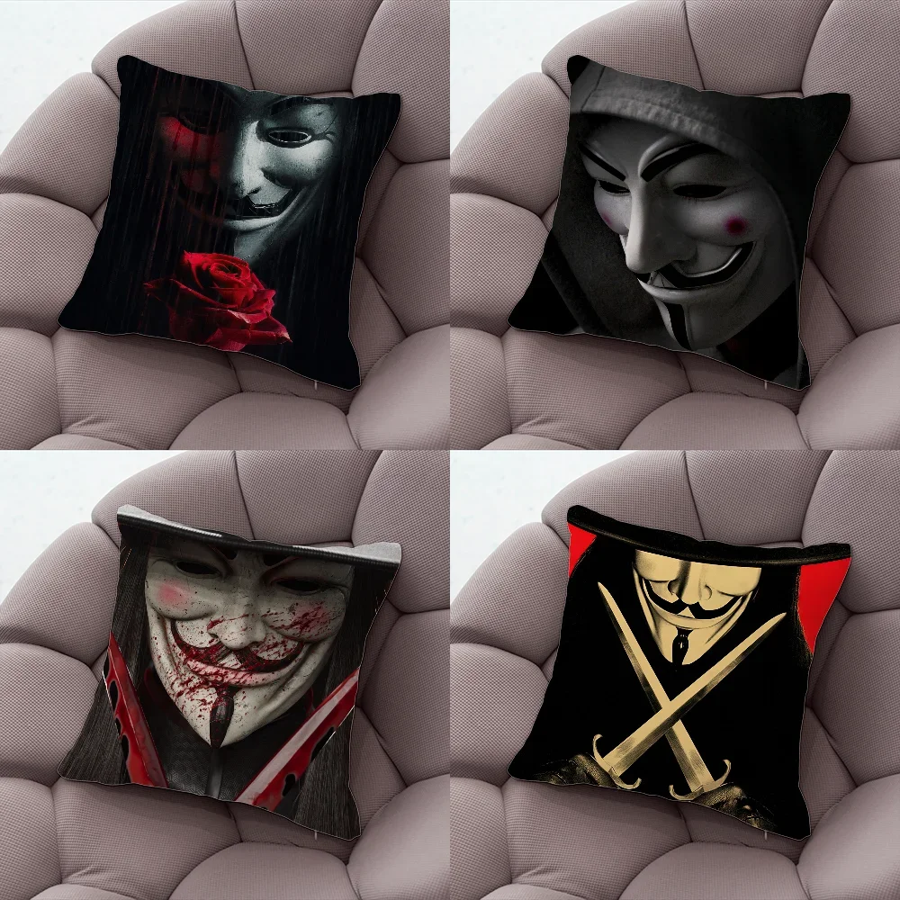 

Movie V For V-VendettaS Cool Mask Pillow Case Living Room Sofa Cushion Cover Suitable For Home Bedroom Room Decoration