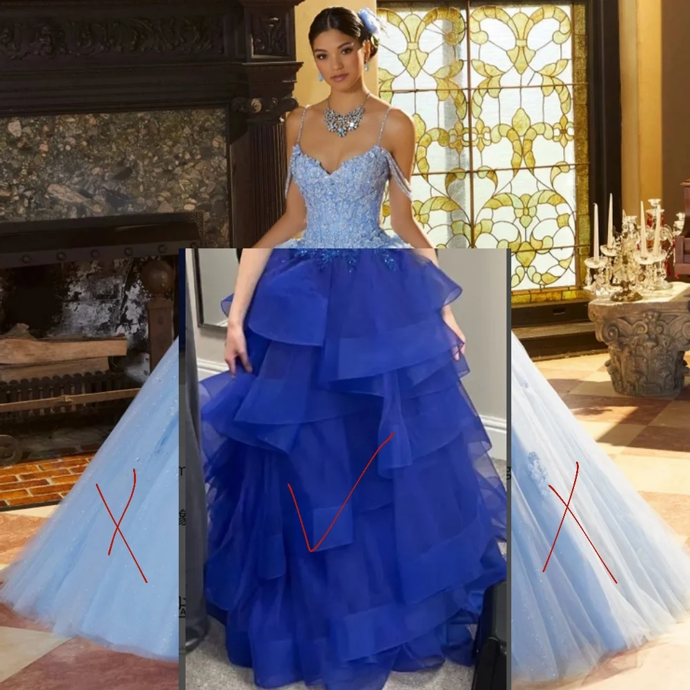 EVLAST مخصص 2025 السماء الزرقاء الكرة ثوب Quinceanera فستان زين الديكور الكشكشة مشد الحلو 16 Vestidos De 15 Anos E1Q701 #5