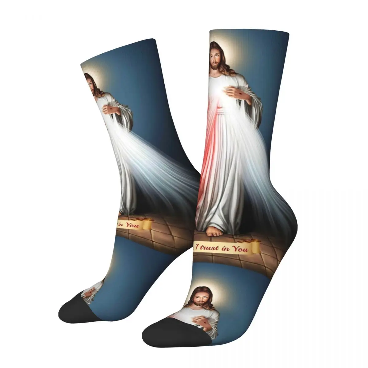 Christ Jesus Divine Mercy Men Women Socks Saint Christian Jesus Painting Middle Tube Socks Comfortable Little Small Gifts