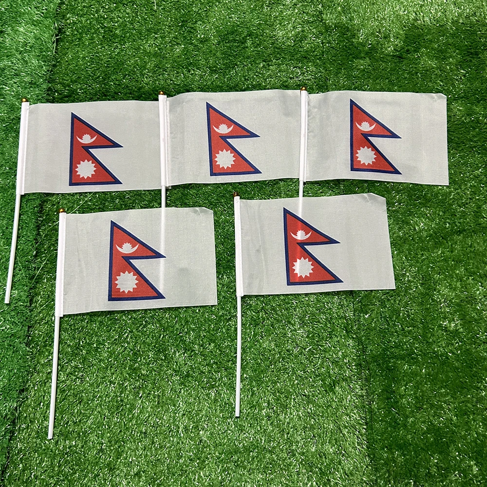 SKY FLAG Nepal hand Flag 10/20/50/100pcs 21*14cm Nepal Hand Waving Flags With plastic pole For Sports Activity Home Decor